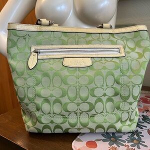 Coach Lime Green Signature Penelope Linch Tote